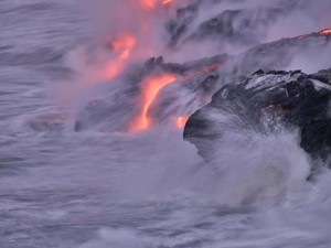 ocean with lava