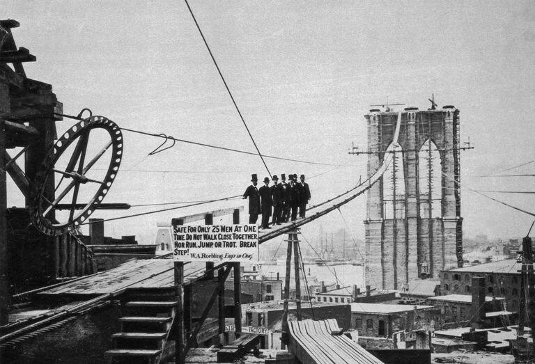 Brooklyn Bridge cable construction